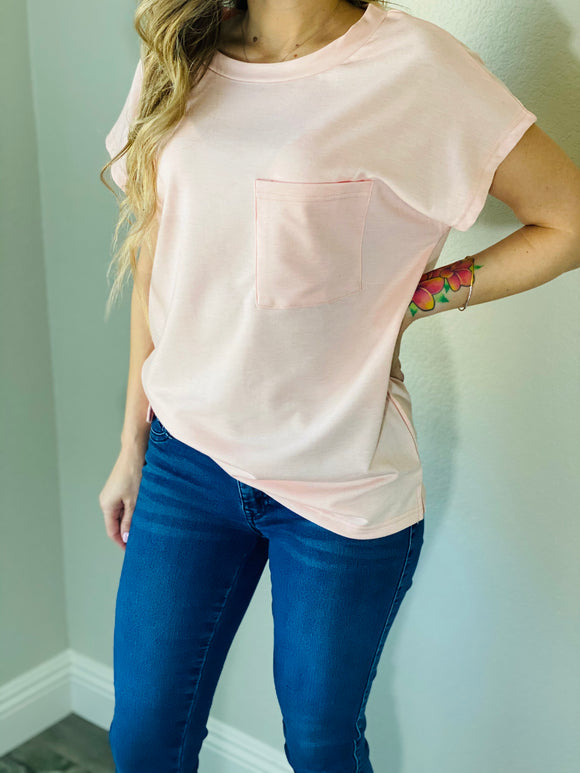 Pink Pocketed Tee
